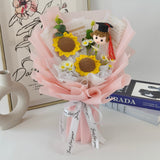 Crochet Graduation Bouquet with White Chamomiles Soap flowers Free LED Light