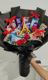 Elegent mix chocolates bouquet with fresh roses