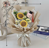 Crochet Graduation Bouquet with White Chamomiles Soap flowers Free LED Light