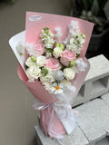 Pink & White Garden Rose Bouquet (Klang Valley Delivery)