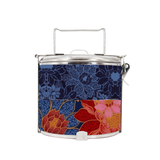 BDARI Tiffin Carrier - Dark Blue Floral Batik (Nationwide Delivery)