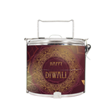 BDARI Tiffin Carrier - Happy Diwali In Marron (Nationwide Delivery)