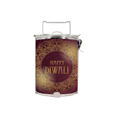 BDARI Tiffin Carrier - Happy Diwali In Marron (Nationwide Delivery)