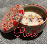 Rose Scented Candle Tin Aromatherapy Soy Wax Essential Oil Candle