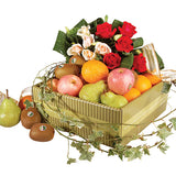 Rosy Picks – Fresh Fruits Hamper with Roses Get Well Gift (Klang Valley Delivery Only)