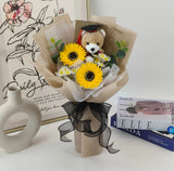 Graduation Bear Bouquet with Dainty White Chamomile