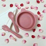 Angeliz First Meal Feeding Wooden Set 10pcs - Maroon (Klang Valley Delivery)