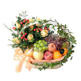 Summer Treats – Fresh Fruits Basket Hamper with Roses