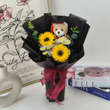 Graduation Bear Bouquet with Dainty White Chamomile