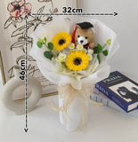 Graduation Bear Bouquet with Dainty White Chamomile