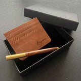PU Set - Compact Card Wallet & Wooden Pen - Father's Day Flowers & Gifts 2026