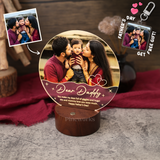 Personalised Round Mahogany Acrylic Photo Printing Night Light (Nationwide Delivery) - Father's Day Flowers & Gifts 2026