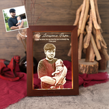 Personalized Mahogany Wood Photo Engraving Frame Night Light (Nationwide Delivery)