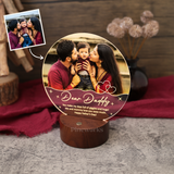 Personalised Round Mahogany Acrylic Photo Printing Night Light (Nationwide Delivery)