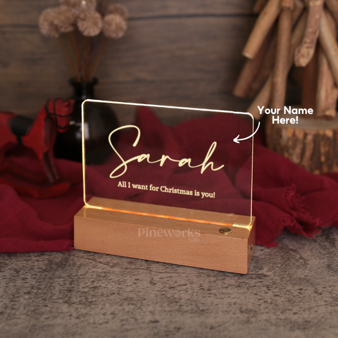 Personalised LED Acrylic Night Light With Name Engraving - Valentine's Day Flowers & Gifts 2026