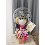 Opening Ceremony Bubble Air Balloon With Artificial Flowers Gift Box (Ipoh Delivery Only)