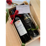 Red Wine + Crystal Wine Glass With Personalised Name (West Malaysia Delivery)