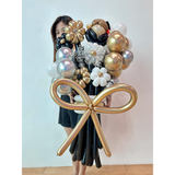 Graduation Balloon Flower Bouquet | Black Gold (Klang Valley Delivery)