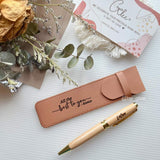Personalised Wood Pen & Leather Pouch