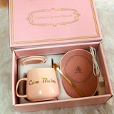 Personalised Ceramic Coffee Mug with Constant Cup Warmer Pad Gift Set (Klang Valley Delivery)