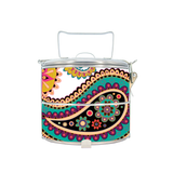 BDARI Tiffin Carrier - White Paisley (Nationwide Delivery)