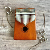Personalised Kalimba 17 Keys Thumb Piano Set Solid Mahogany Wood Gear Design (Resonant Box) | Nationwide Delivery