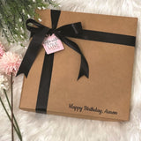 Personalised Gift Box -  Engraved Wooden Stainless Steel Thermos with Chocolate & Soap Roses (Nationwide Delivery)