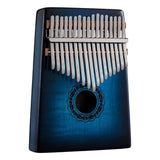 Hluru Kalimba - 17 Keys Solid Curly Maple Wood Gradient Blue (Resonant Box) | Nationwide Delivery