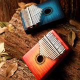 Hluru Kalimba - 17 Keys Solid Curly Maple Wood Gradient Red (Resonant Box) | Nationwide Delivery