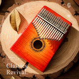 Hluru Kalimba - 17 Keys Solid Curly Maple Wood Gradient Red (Resonant Box) | Nationwide Delivery