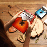 Hluru Kalimba - 17 Keys Solid Curly Maple Wood Gradient Red (Resonant Box) | Nationwide Delivery