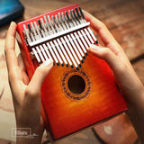 Hluru Kalimba - 17 Keys Solid Curly Maple Wood Gradient Red (Resonant Box) | Nationwide Delivery
