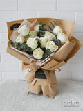 Scentales Minimalist White Rose Flower Bouquet (Large) | (Klang Valley Delivery)