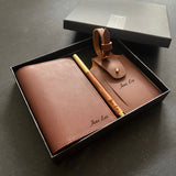 Premium Leather Travel Set - Multi-Slot Passport Holder + Luggage Tag + Wooden Pen