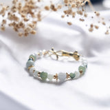 Shades of Green Jade Handmade Gold Bracelet