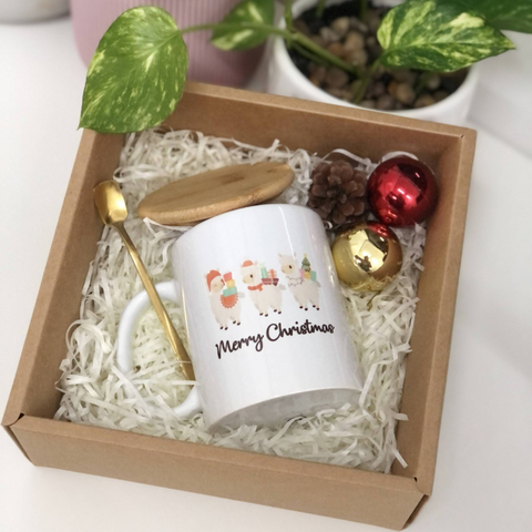 Christmas 2025 - Personalised Christmas Printed Mug with Lid and Spoon | 3-5 working days (Nationwide Delivery)