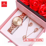 Julius Gift Set Preserved Rose Box Fashion Watch JA-1248B (Rose) + Jewelry Necklace & Earring ESME ES096 (Nationwide Delivery)