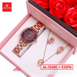 Julius Gift Set Preserved Rose Box Fashion Watch JA-1248C (Red) + Jewelry Necklace & Earring ESME ES096 (Nationwide Delivery)