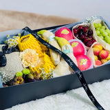 Premium Long Black Box with Fruits & Flowers (Klang Valley Delivery)