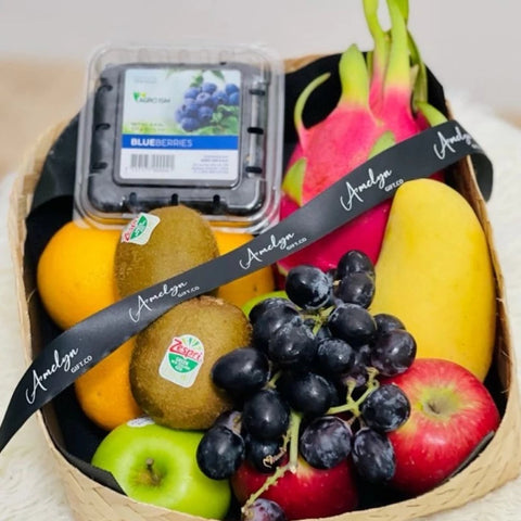 Rainbow Vitamin Fruits with Handmade Rattan Basket (Klang Valley Delivery)