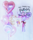 24" Customised Bubble Balloon with balloon bunch (Premium) Pink & Purple series