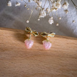 Pink Strawberry Ribbon Handmade Earring