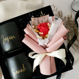 Personalized Couple's Black Mugs with Bouquet (Nationwide Delivery)