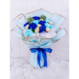 Blue Soap Roses Ferrero Rocher Bouquets (Artificial Flower) | (Klang Valley Delivery Only)