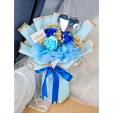 Blue Soap Rose With Mini Balloon Bouquet (Artificial Flower) |  (Klang Valley Delivery Only)