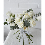 Minimalist White Rose Bridal Flower Bouquet (Johor Bahru Delivery Only)