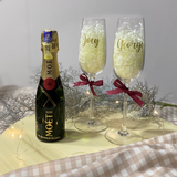 Personalised Champagne Glass Set With Champagne (Nationwide Delivery)