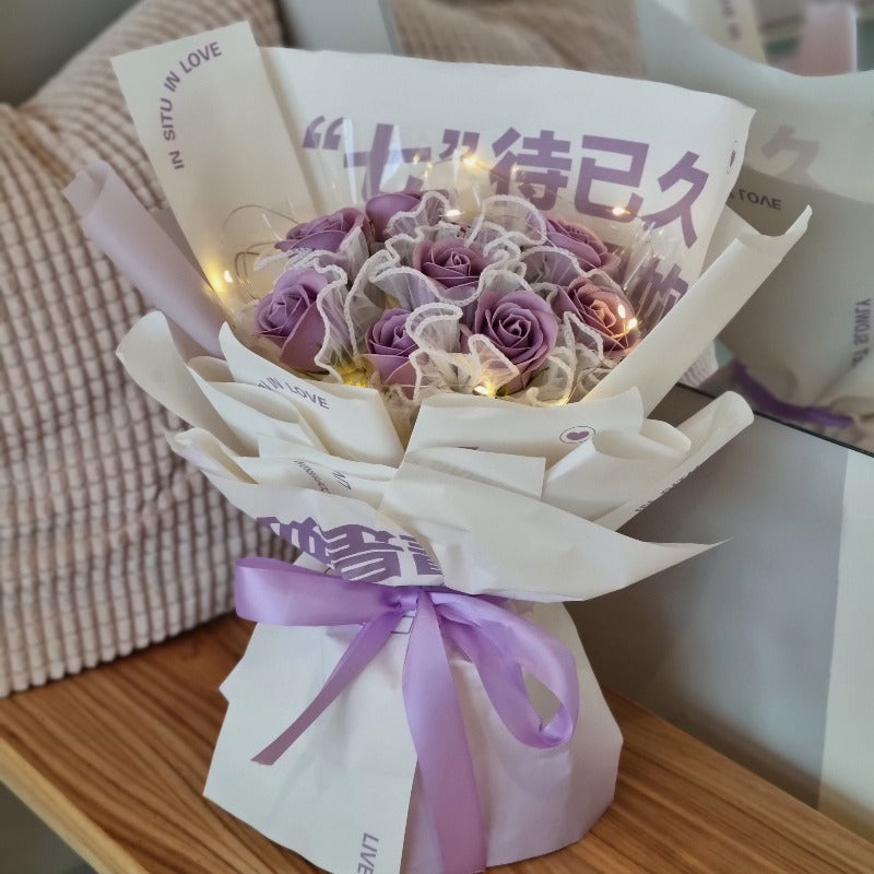 Aionnest Qixi Special | Premium Rose Soap Boquet | Purple (Klang Valley Delivery)