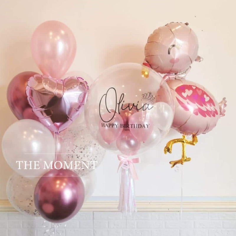 Happy Birthday Gold w/Pink Dots Balloon Bouquet (12 Balloons) - Balloon  Delivery by