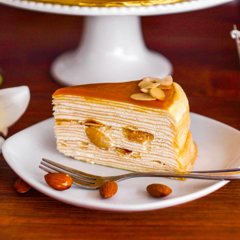 Salted Caramel Almond Mille Crepe Cake (Penang Delivery Only) Giftr